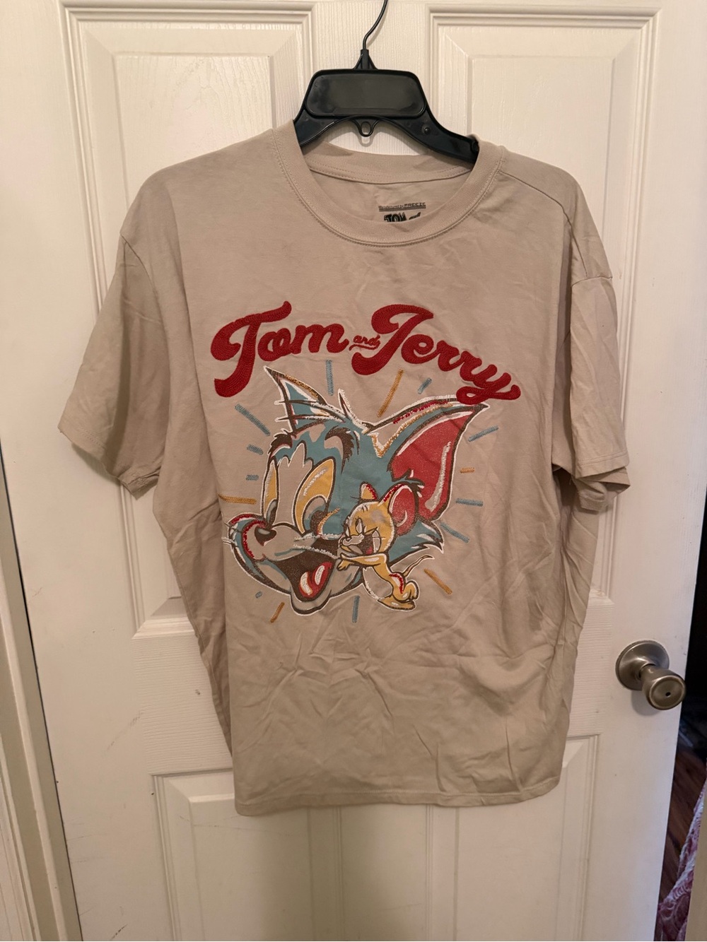 Freeze Beige Tom and Jerry Graphic Tee with Red Script